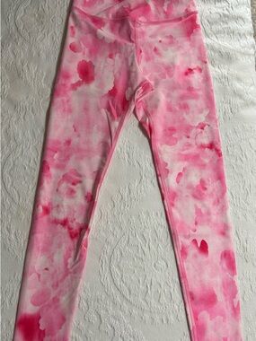 Girls' Pink Watercolor Print Leggings